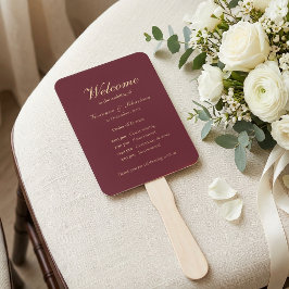 ブルゴーニュゴールドのスクリプト ミニマリスト結婚式 ハンドファン