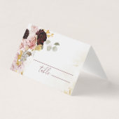 ブルゴーニュゴールドの秋の結婚式プレイスカード (正面)