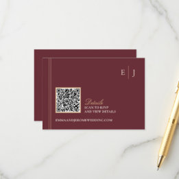 ブルゴーニュゴールドの結婚式ウェブサイトQRコード エンクロージャーカード