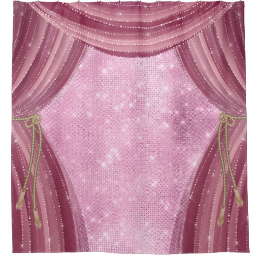 ブルゴーニュシアーピンクグリッターグラム シャワーカーテン (正面)