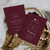 ブルゴーニュシルエットマウンテンフロント&バック結婚ズ 招待状