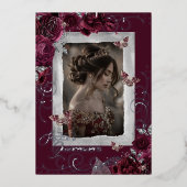 ブルゴーニュシルバーキンセアニェラフォトバラバタフライ 箔招待状 (正面)