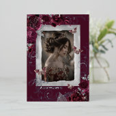 ブルゴーニュシルバーキンセアニェラフォトバラバタフライ 箔招待状 (立ち正面)