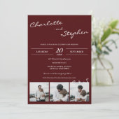 ブルゴーニュシンプルカジュアルイニシャル4結婚枚 招待状 (スタンド正面)