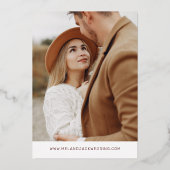 ブルゴーニュシンプルーの書道の写真日付を保存 箔招待状 (裏面)