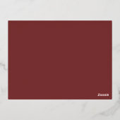 ブルゴーニュシンプルーモノグラム葉RSVP金ゴールド 箔招待状ポストカード (裏面)