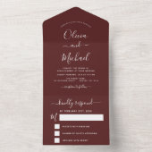ブルゴーニュシンプルー結婚のタイポグラフィモダンロマンチック オールインワン招待状 (内側)