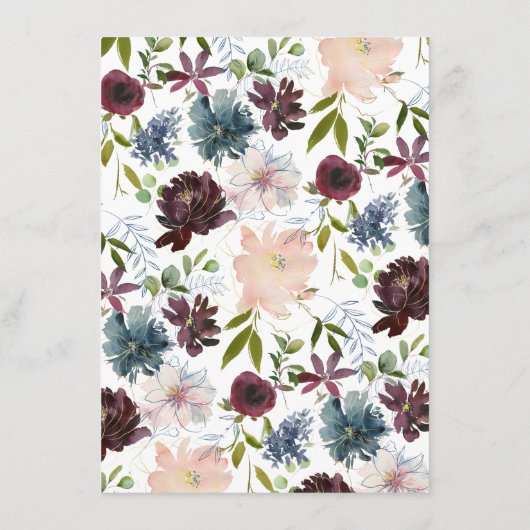 ブルゴーニュスタイリッシュダスティブルーフローラ結婚ズ詳細 エンクロージャーカード (裏面)