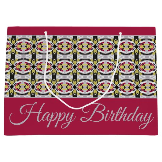 ブルゴーニュスタイリッシュパターン（の模様が）あるデザイン ラージペーパーバッグ (正面)