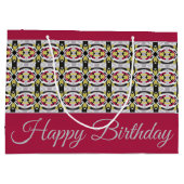 ブルゴーニュスタイリッシュパターン（の模様が）あるデザイン ラージペーパーバッグ (裏面)