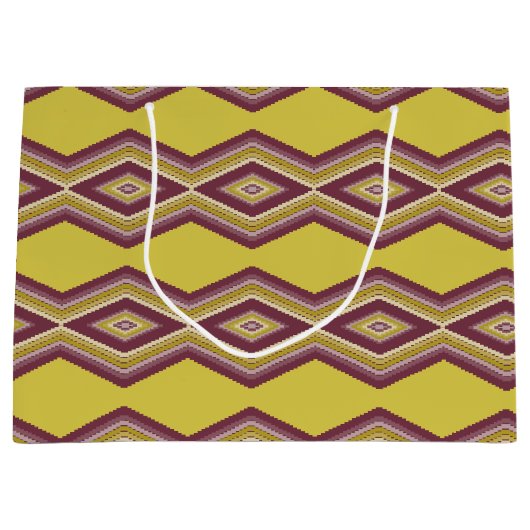 ブルゴーニュスタイリッシュー付き金ゴールド模様 ラージペーパーバッグ (正面)