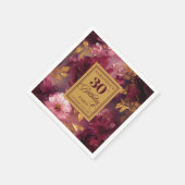 ブルゴーニュスタイリッシュー赤面金ゴールド水彩30日目 スタンダードカクテルナプキン (角)