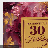 ブルゴーニュスタイリッシュー赤面金ゴールド水彩30日目 スタンダードカクテルナプキン