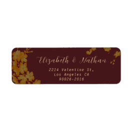 ブルゴーニュスタイリッシュ&金ゴールドフラワーズ差出人住所 ラベル