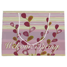 ブルゴーニュストライプー付き模様 ラージペーパーバッグ