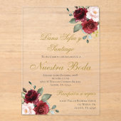 ブルゴーニュスペインのス結婚アクリル招待状 アクリル招待状 (正面)