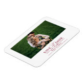 ブルゴーニュタイポグラフィウェディング日付写真を保存 マグネット (左側)