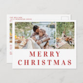 ブルゴーニュタイポグラフィメリークリスマスフォトコラージュ ポストカード (正面/裏面)