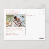 ブルゴーニュタイポグラフィメリークリスマスフォトコラージュ ポストカード (裏面)