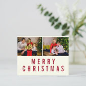 ブルゴーニュタイポグラフィメリークリスマスフォト ポストカード (スタンド正面)