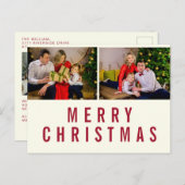 ブルゴーニュタイポグラフィメリークリスマスフォト ポストカード (正面/裏面)