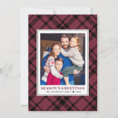 ブルゴーニュタータンチェック格子状季節のごあいさつ写真 シーズンカード (正面)