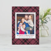 ブルゴーニュタータンチェック格子状季節のごあいさつ写真 シーズンカード (スタンド正面)