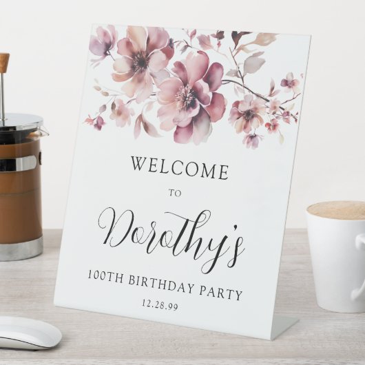 ブルゴーニュダスティピンクフローラ100th誕生日へようこそ 台座サイン (インサイチュ)