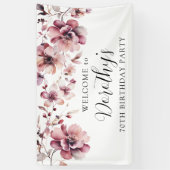 ブルゴーニュダスティピンクフローラ70th誕生日へようこそ 横断幕 (縦)