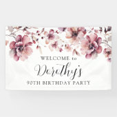 ブルゴーニュダスティピンクフローラ90th誕生日へようこそ 横断幕 (横)