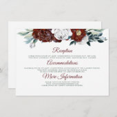 ブルゴーニュティール（緑がかった色）とホワ結婚イト情報ゲスト エンクロージャーカード (正面/裏面)