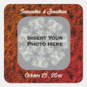 ブルゴーニュデイジーパーソナライズされた結婚フローラの写真 スクエアシール (正面)