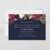 ブルゴーニュネイビーフローラ秋の結婚式披露宴カード 招待状 (正面)