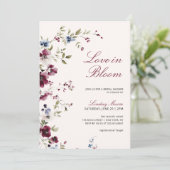 ブルゴーニュネイビーブルーラブイン開花ブライダルシャワー 招待状 (スタンド正面)