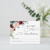 ブルゴーニュネイビーユーカリブライダルシャワーレシピカード ポストカード (スタンド正面)