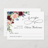 ブルゴーニュネイビーユーカリブライダルシャワーレシピカード ポストカード (正面/裏面)