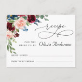 ブルゴーニュネイビーユーカリブライダルシャワーレシピカード ポストカード (正面)