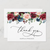 ブルゴーニュネイビーユーカリプタスバラフローラサンキューユー ポストカード (正面/裏面)