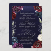 ブルゴーニュネイビー庭園の結婚式 招待状 (正面/裏面)