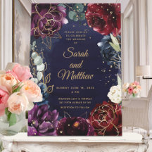 ブルゴーニュネイビー結婚式招待状