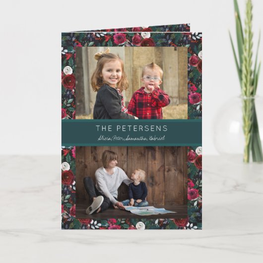 ブルゴーニュハンターグリーンフローラクリスマス2枚の写真 シーズンカード (正面)