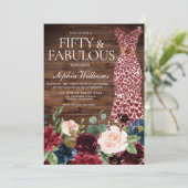 ブルゴーニュハートドレ素朴スフローラ50誕生日 招待状 (スタンド正面)