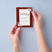 ブルゴーニュバジェット結婚式招待状ピンク牡丹 チラシ (手)