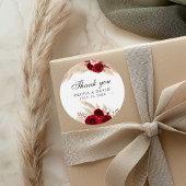 ブルゴーニュバラとパンパスグラスありがとうステッカー ラウンドシール