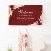 ブルゴーニュバラとパンパスグラスウェルカム結婚ズ 横断幕 (インサイチュ)