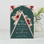 ブルゴーニュバラとパンパスグラス日付カードを保存 セーブザデート (スタンド正面)