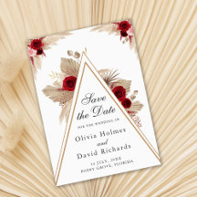 ブルゴーニュバラとパンパスグラス日付カードを保存