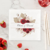 ブルゴーニュバラとパンパスグラス結婚のナプキン (インサイチュ)