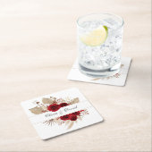 ブルゴーニュバラとパンパスグラス結婚ズ スクエアペーパーコースター (インサイチュ)