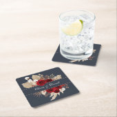 ブルゴーニュバラとパンパスグラス結婚ズ スクエアペーパーコースター (インサイチュ)